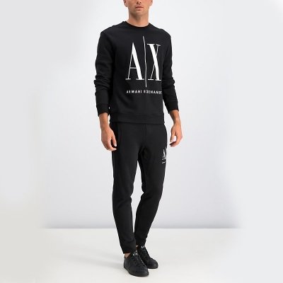 Bluza Armani Exchange męska czarna duże logo bawełniana