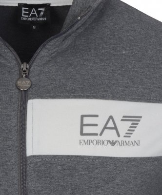 Komplet dresowy Emporio Armani EA7 bawełniany męski spodnie bluza ze stójką szary