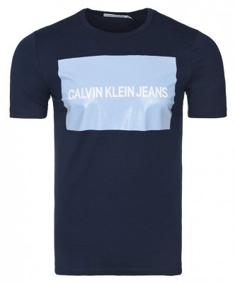 T-shirt koszulka Calvin Klein Jeans męska z okrągłym dekoldem duże logo granatowa