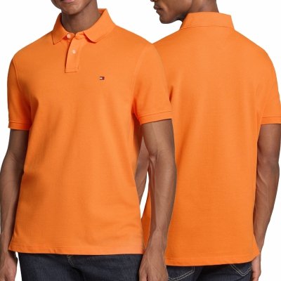 Polówka polo Tommy Hilfiger męska pomarańczowa Regular Fit małe logo bawełniana