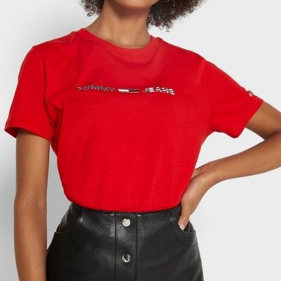 T-shirt Tommy Jeans koszulka bluzka damska czerwona