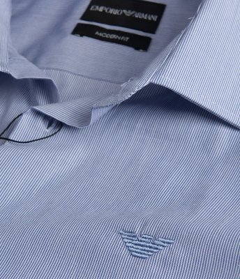 Emporio Armani koszula błękitna Modern Fit męska w paski