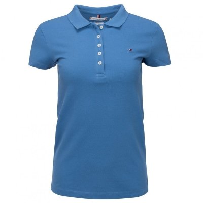 Polówka polo Tommy Hilfiger damska niebieska Slim Fit małe logo bawełniana