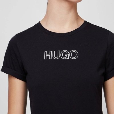 T-shirt damski Hugo Boss z okrągłym dekoldem czarny
