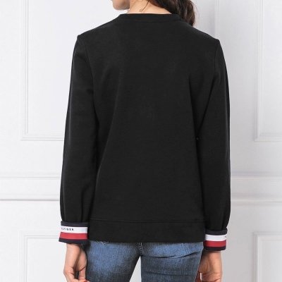 Bluza Tommy Hilfiger damska duże logo czarna bawełniana