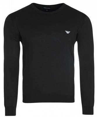 Sweter męski Emporio Armani bawełniany z okrągłym dekoldem czarny