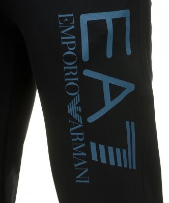 Komplet dresowy Emporio Armani EA7 męski spodnie bluza ze stójką granatowy bawełniany