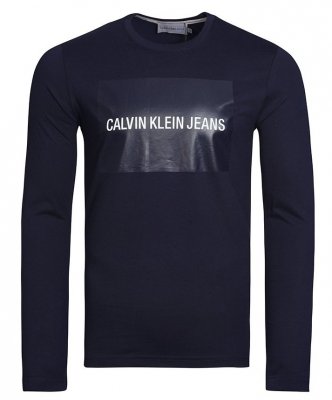Longsleeve koszulka Calvin Klein Jeans na długi rękaw męska granatowa