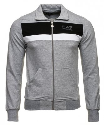 Komplet dresowy Emporio Armani EA7 męski spodnie bluza ze stójką szary bawełniany