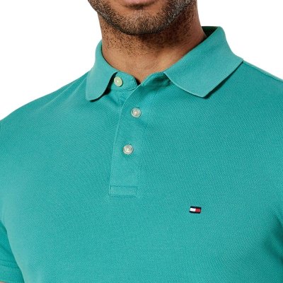 Polówka polo Tommy Hilfiger męska morska zieleń Regular Fit małe logo bawełniana