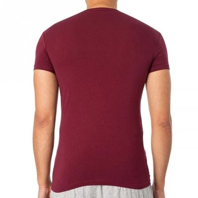 Emporio Armani t-shirt koszulka męska bordowa małe logo