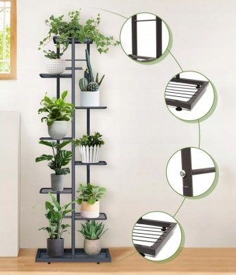 Stojak metalowy na kwiaty i doniczki 8-poziomowy kwietnik piętrowy