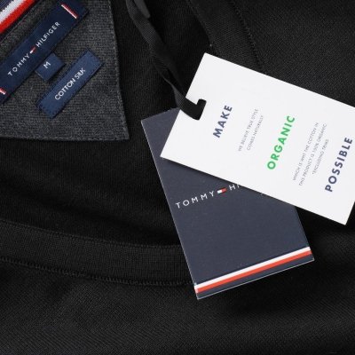 Sweter męski Tommy Hilfiger czarny jedwab z dekoldem v-neck