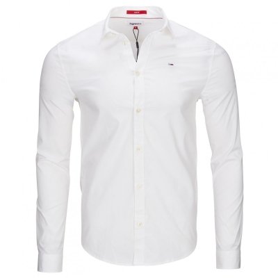 Koszula biała Tommy Jeans Slim Fit męska logo
