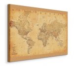Obraz na płótnie - Mapa Świata - World Map - (Vintage Style) - 90x120 cm