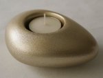 Świecznik - Srebrzysto-złoty - ceramiczny - 12cm