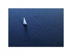 Lonely yacht. The top view - reprodukcja