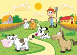 Fototapeta dla dzieci - Farmer i zwierzaki - 254x183 cm