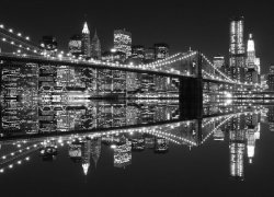 Fototapeta na ścianę - New York (Brooklyn Bridge night BW) - 254x183 cm