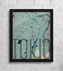 Plakat do salonu - Tokio - Artystyczna mapa - 40x50 cm