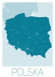 Polska, blue - mapa