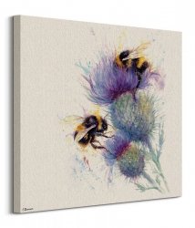 Pszczoły na kwiatach - obraz na płótnie