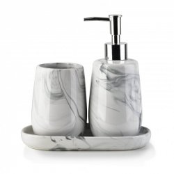Komplet łazienkowy ceramiczny - Cristie Duo Biało szary - 3 elem.