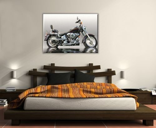 Aranżacja ścian  Obraz motoryzacyjny - Czarny motocykl - 80x60 cm - Dekoracje na ścianę - DecoArt24.pl