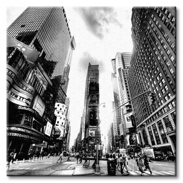 Obraz na płótnie - Times Square BW (New York) - 40x40 cm