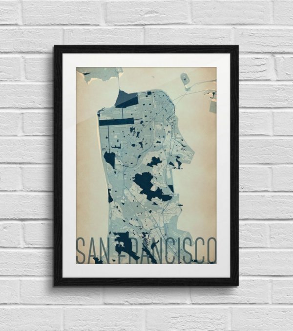 Plakat ścienny - San Francisco - Artystyczna mapa - 50x70 cm