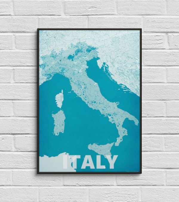 Italy, modern blue - mapa