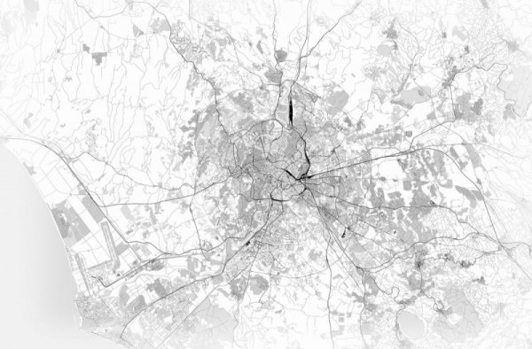 Fototapeta - Rzym - Mapa czarno-biała - DecoArt24.pl