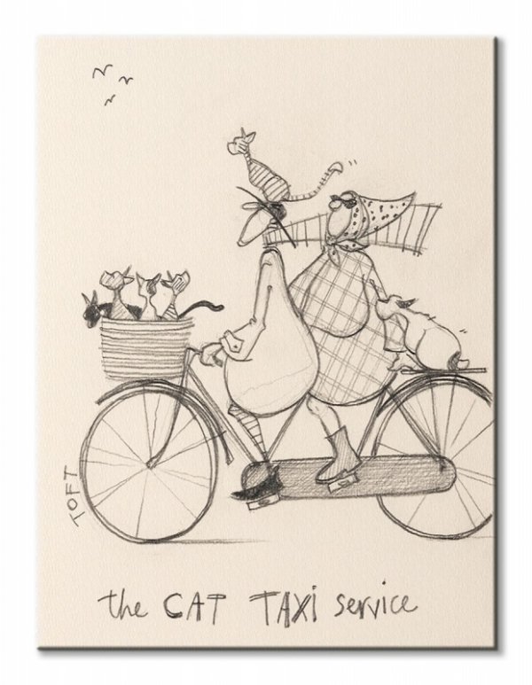 The Cat Taxi Service Sketch - obraz na płótnie