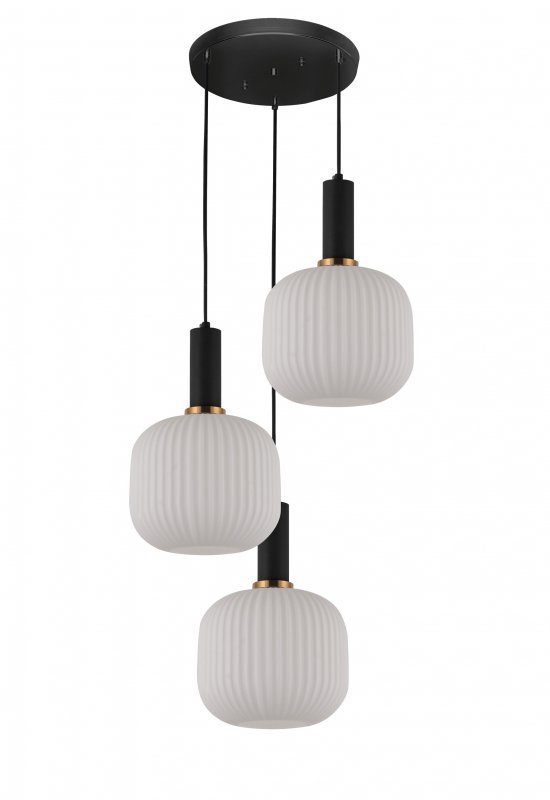 Lampa wisząca Potrójna - Biało Czarna Loft Gato W4 - dodatki do wnętrz - decoart24.pl