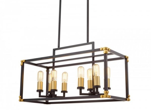 Lampa wisząca - Czarno Mosiężna Loft Waldorf W8 - dekoracje do salonu - decoart24.pl