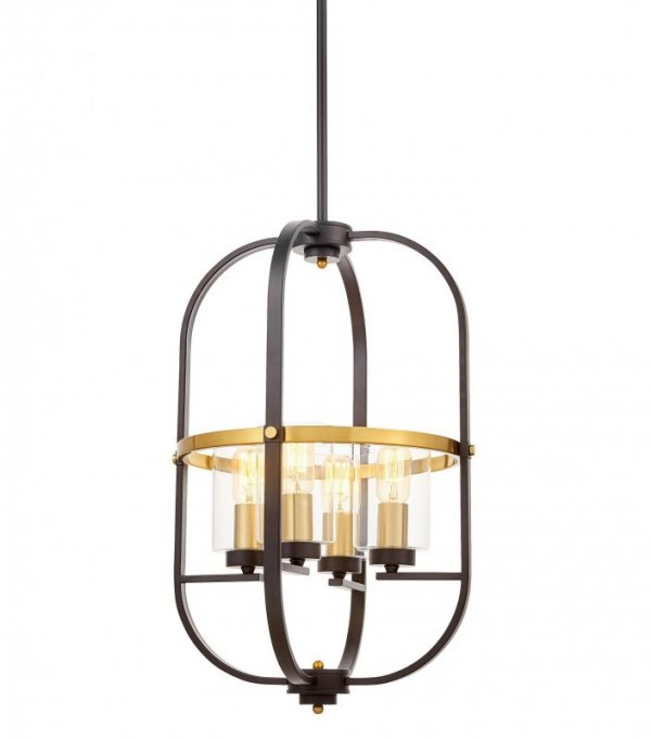 Lampa wisząca - Loft Czarno Mosiężna - Monterey W4 - lampy dekoracyjne - decoart24.pl
