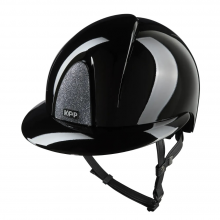KEP ITALIA SMART NOVA METAL POLISH BLACK POLO VISOR STAR SILVER Kask jeździecki z szerokim daszkiem