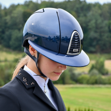 KEP ITALIA CROMO 2.0 SHINE BLUE Kask jeździecki SZEROKI DASZEK