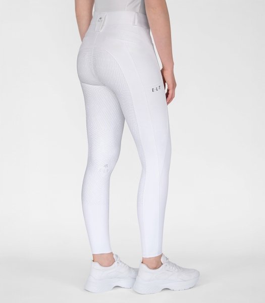 ELT COMFORT RIDE Bryczesy jeździeckie damskie z silikonowym lejem i wysokim stanem BIAŁE