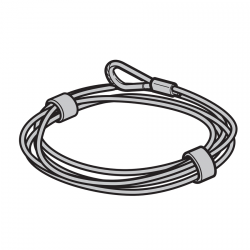 Lina stalowa Ø 3 mm z kauszą – L = 6825 mm, prowadzenie L, komplet, do skrócenia