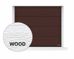 Brama LPU 42 2500 x 2500 mm, Przetłoczenia L, Woodgrain, kolor RAL 8028 brązowy + prowadzenie Z