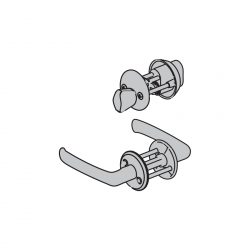 Komplet klamek Assa z rozetą, zamek / pokrętło