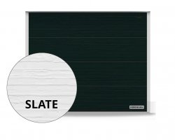 Brama RenoMatic 5500 x 2125 mm, Przetłoczenia L, Slategrain, kolor RAL 9005 czarny + prowadzenie N