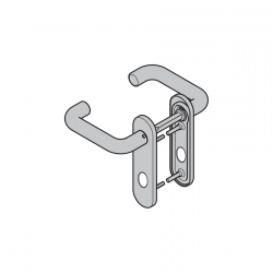 Komplet klamek typ D-110 z zaokrąglonym podłużnym szyldem, 8 mm, czarny, pod okrągłą wkładkę patentową