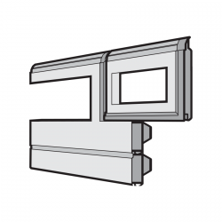 Dolny segment bramy, rama z drzwiami przejściowymi (wymagane wypełnienie i wzmocnienie płyty bramy), profile NF, bramy o szerokości od 5510 mm