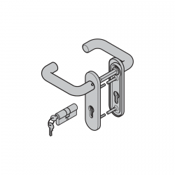 Pakiet wyposażenia dodatkowego Si-F – komplet klamek typ D-110 z zaokrąglonym podłużnym szyldem, 8 mm i wkładka patentowa, czarny