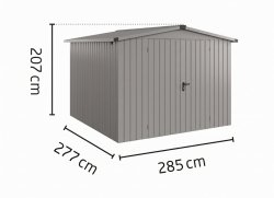 Metalowy domek narzędziowy EcoStar Euroline ESD 10 (262x262 cm) - dach dwuspadowy, drzwi 2-skrzydłowe, kolor szary aluminium RAL 9007