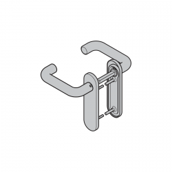 Komplet klamek typ D-110 z zaokrąglonym podłużnym szyldem, czarny (PA), bez otworu na klucz zwykły / wkładkę patentową