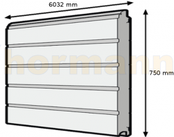 Segment bramy SPU, przetłoczenie S, Stucco, ocieplany 42 mm, kolor RAL 9002, wysokość 750 mm, szerokość 6032 mm