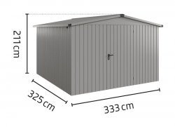 Metalowy domek narzędziowy EcoStar Euroline ESD 14 (310x310 cm) - dach dwuspadowy, drzwi 1-skrzydłowe, kolor szary aluminium RAL 9007